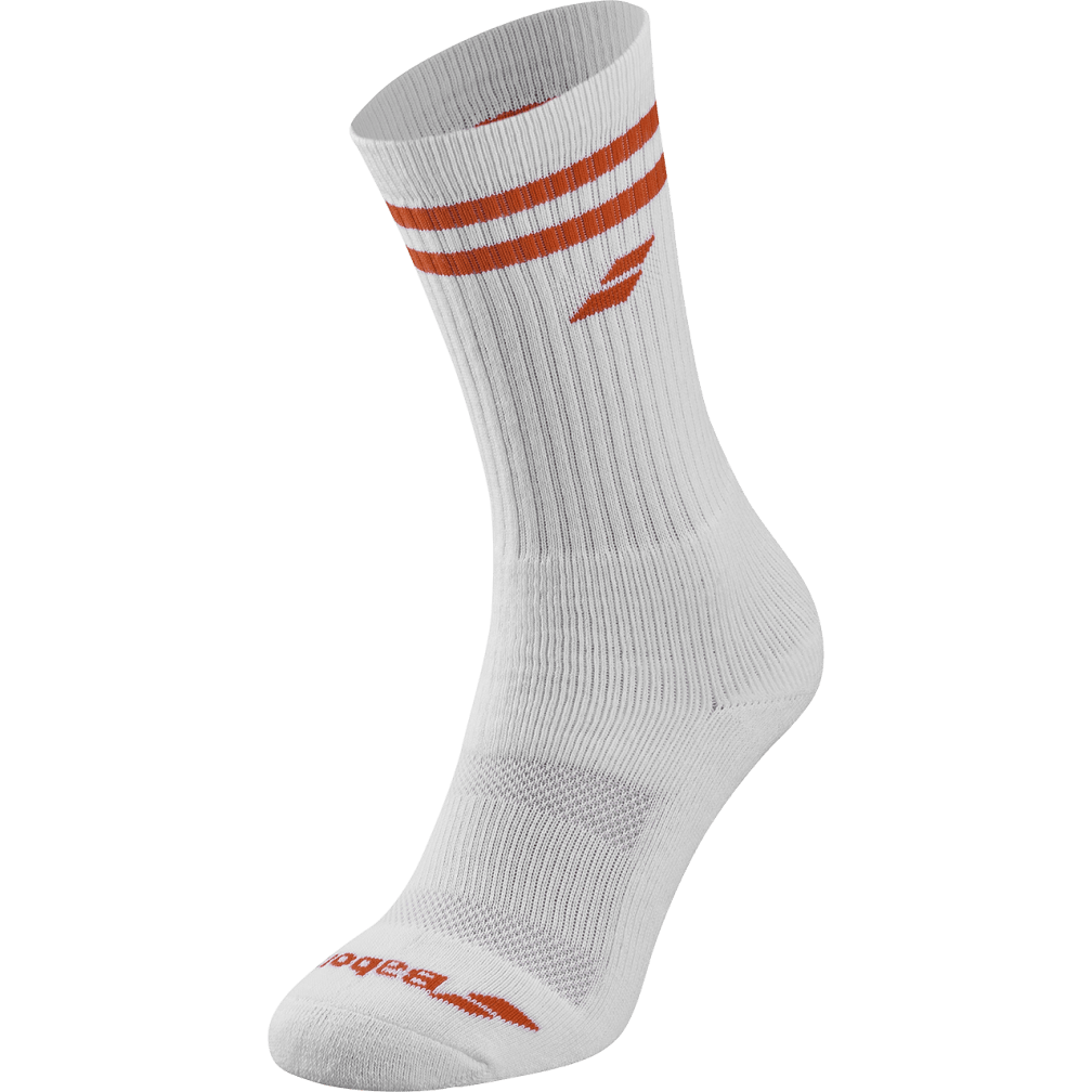 Babolat Team Single Socks - White/Cherry Tomato