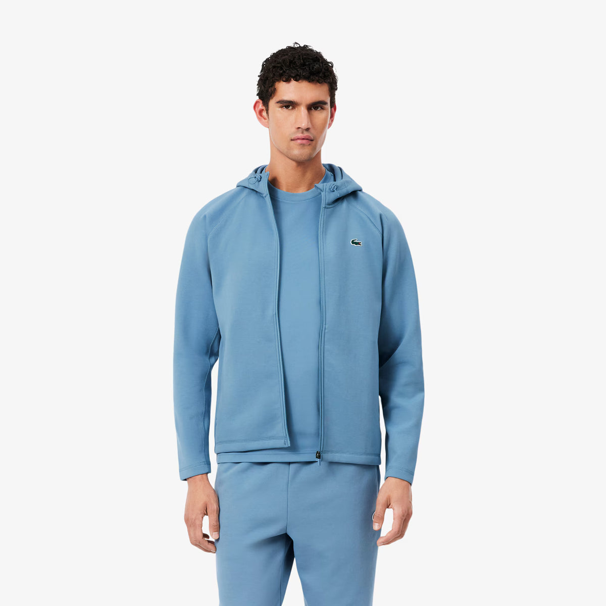 Lacoste Sport Stretch Hoodie met Rits SH0152 Blauw - voorkant