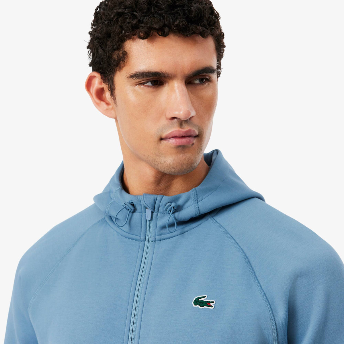 Lacoste Sport Stretch Hoodie met Rits SH0152 Blauw - zijkant