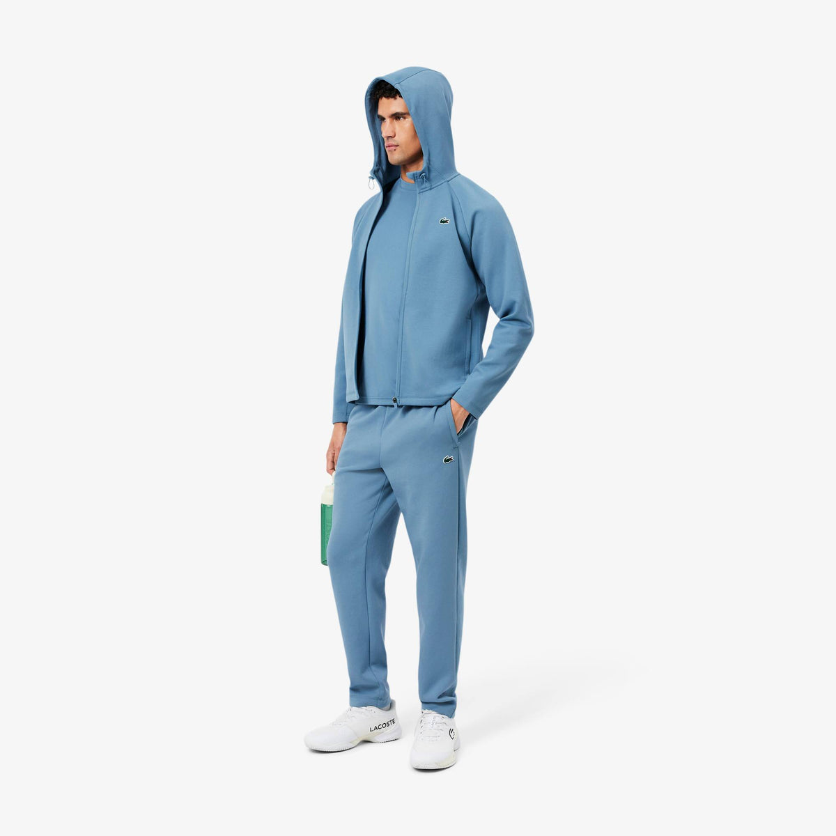 Lacoste Sport Stretch Hoodie met Rits SH0152 Blauw - detail logo